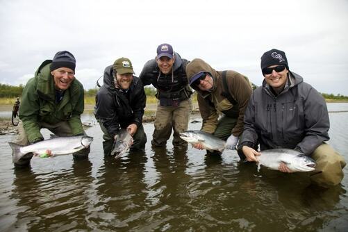 My family enjoying some fantastic silver salmon fly fishing on the Alagnak River